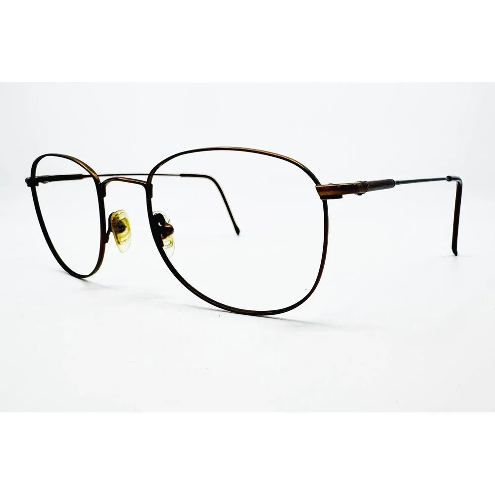 Safilo Team Eyeglasses Frames Mens Brown Round Metal Italy 3896 145